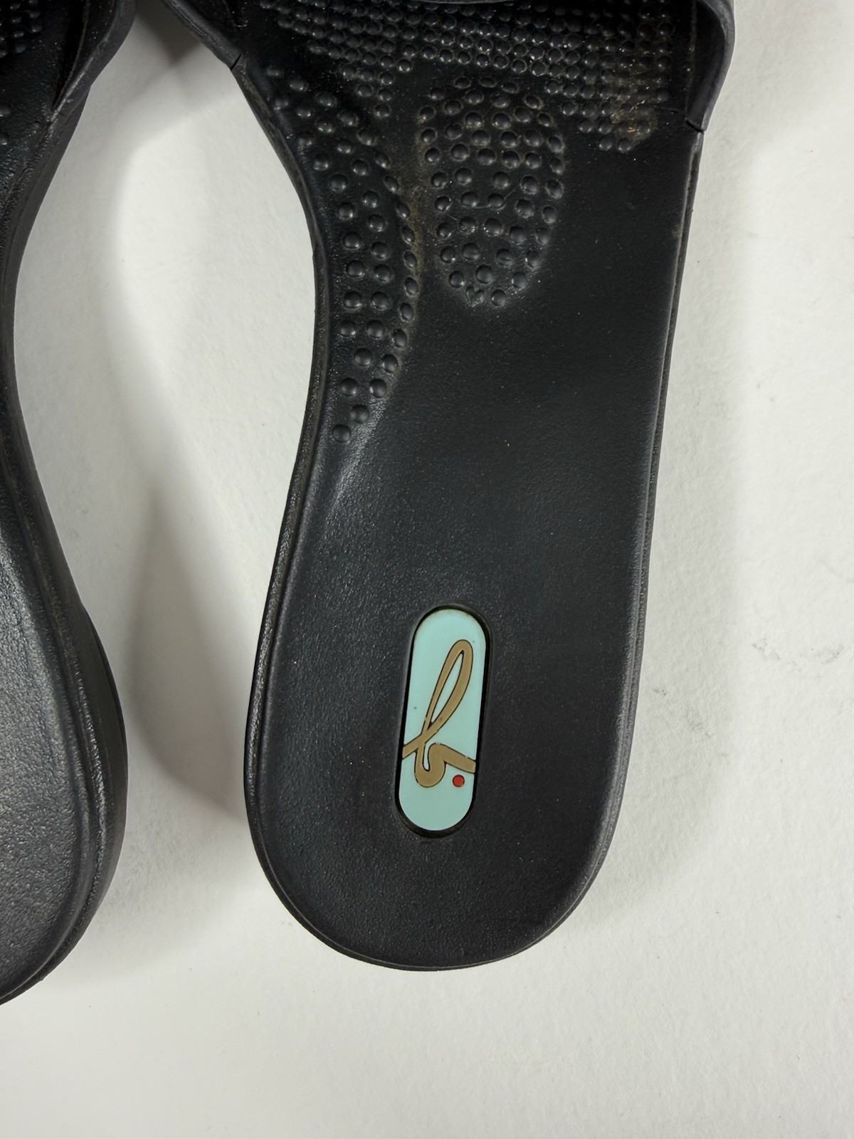 Oka B Okabashi Women’s Black Bow Sandals Slides Flip Flops Size M L (US8.5-9.5)