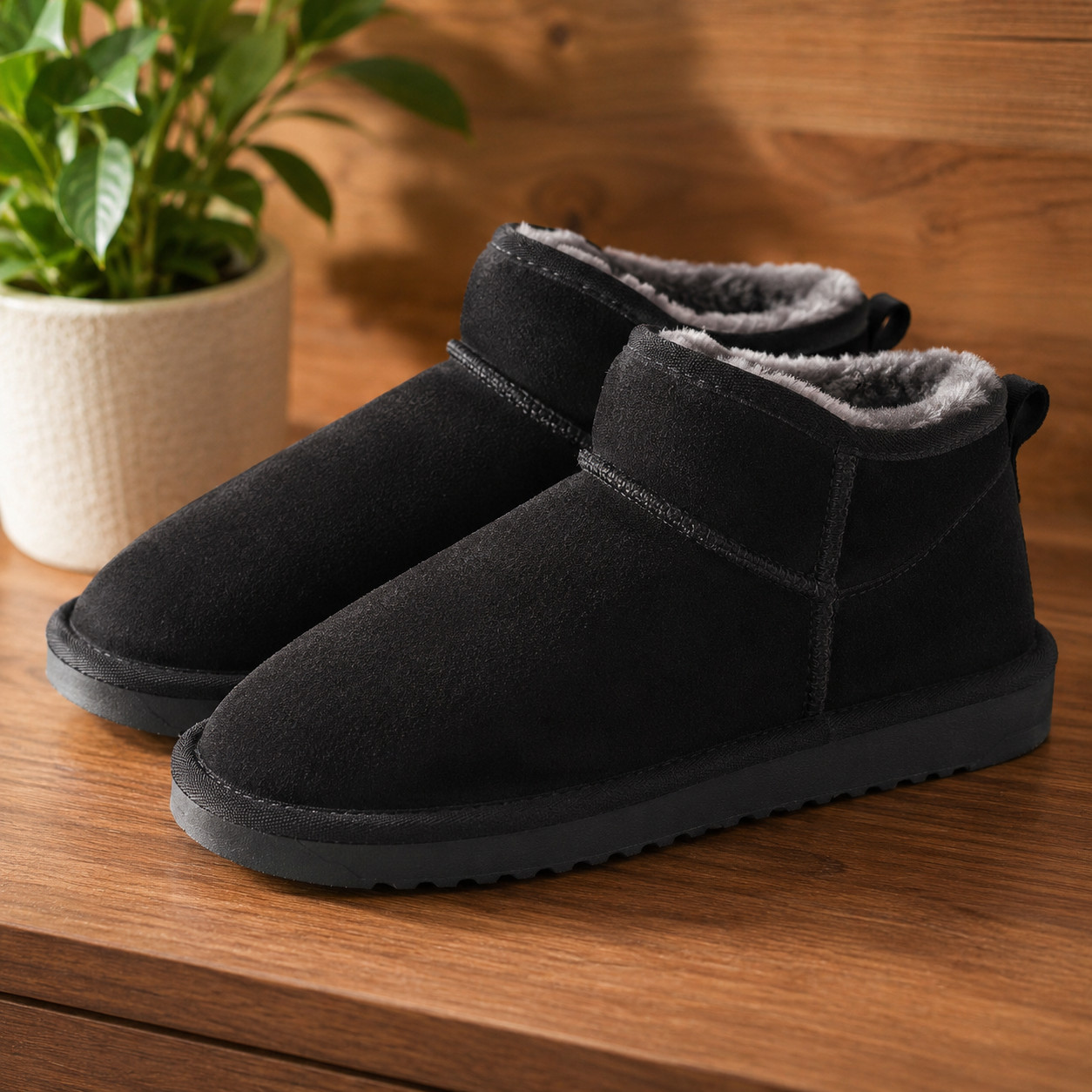 Quince Women’s Australian Shearling Mini Boots Size 7 Black New With Box