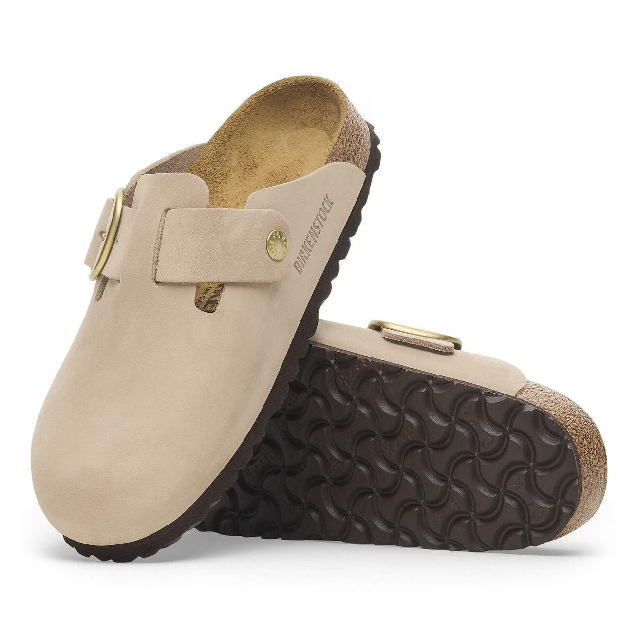 Birkenstock Boston Big Buckle Nubuck Leather Women’s Clogs Sandcastle EU37-41