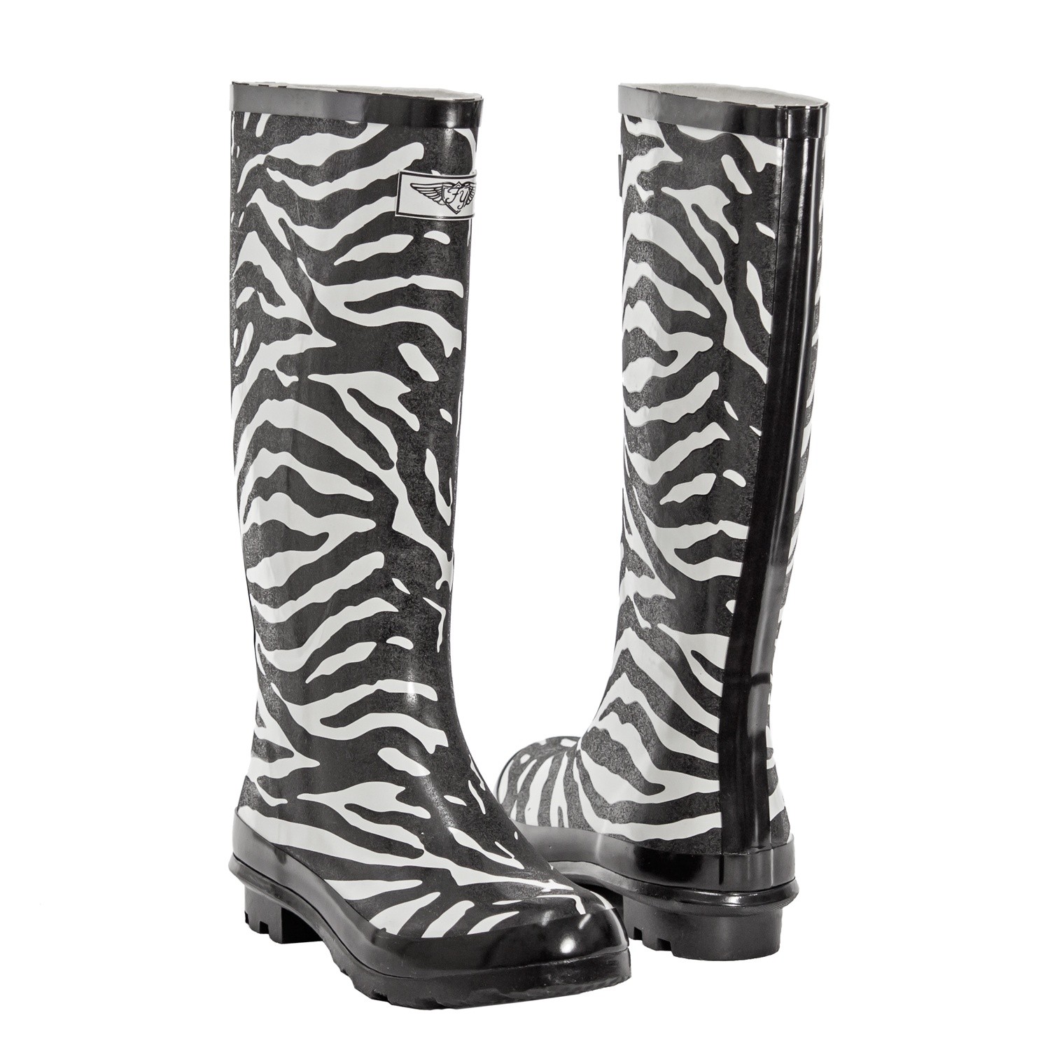 Zebra Print Rain Boots Womens Size 5 Mid-Calf Waterproof Rubber Shoes