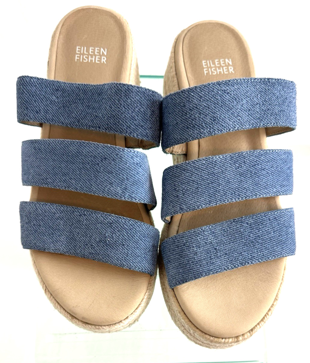 Eileen Fisher Women’s Mayla Blue Platform Sandals 7.5 Medium (B,M) MSRP $185