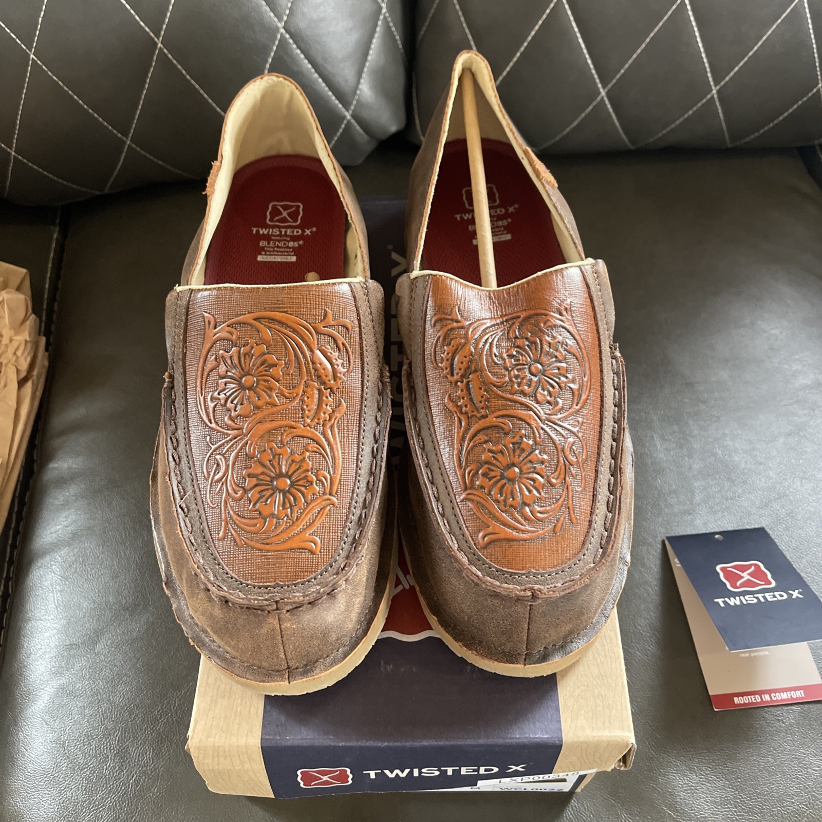 Twisted X Slip-On Leather Loafers. WCL0022. Sz9M. Brand New In Box Brown Nice