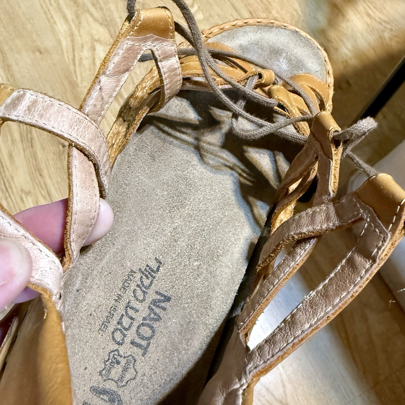 Naot Leather Lace-Up Gladiator Comfort Sandals Camel Tan EU 38 US 7.5