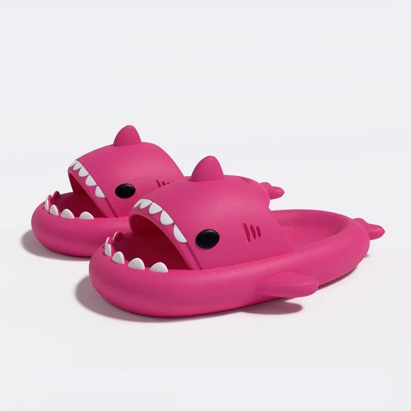 Summer Ice Cream Shark Slippers for Couples Cute Anti-slip Thick Sole Indoor Bat