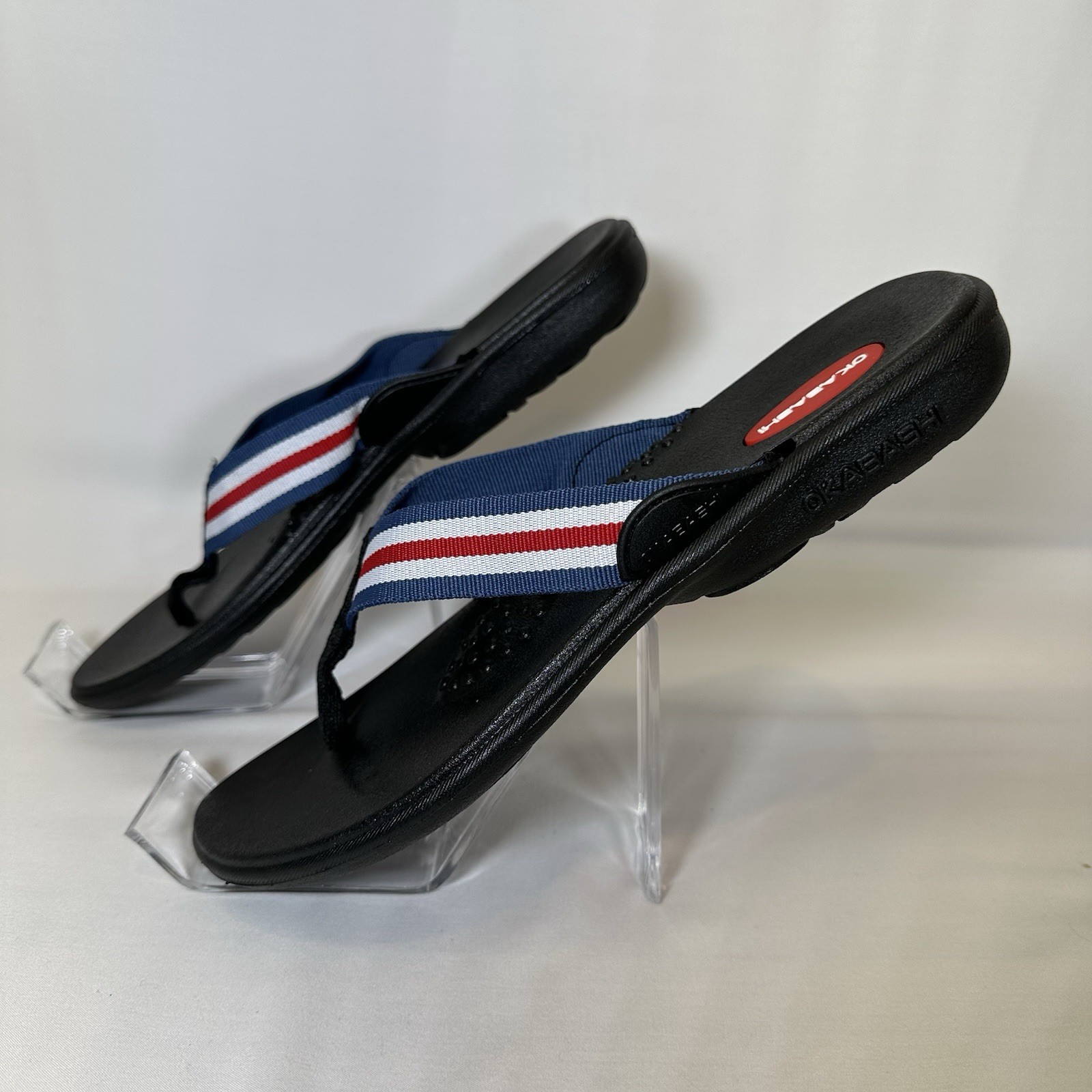Okabashi Women’s L (9-10) Flip Flops Patriotic USA Red White Blue Comfort