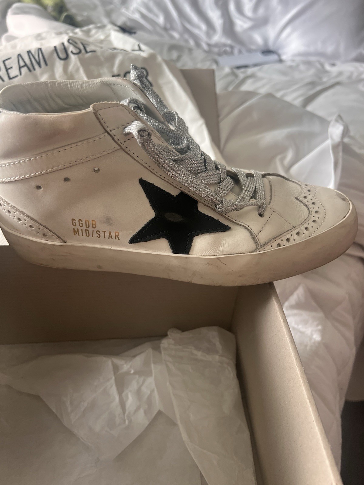 Golden Goose Mid Star Classic Women’s White/Black/Silver Sneakers