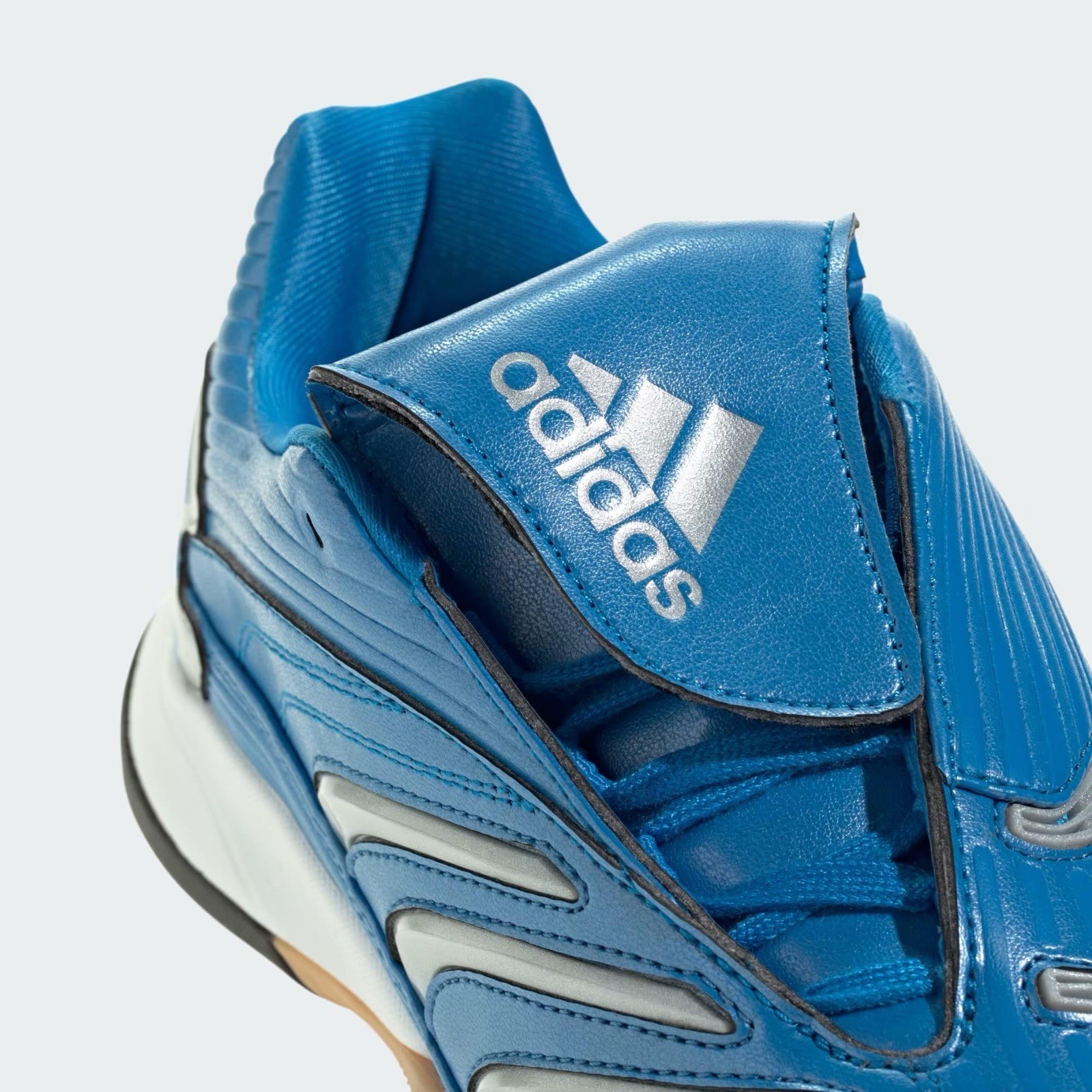 Size 7.5- Adidas Women’s PREDATOR SALA SHOES, Blue/Silver Metallic/Gum. JR1637.