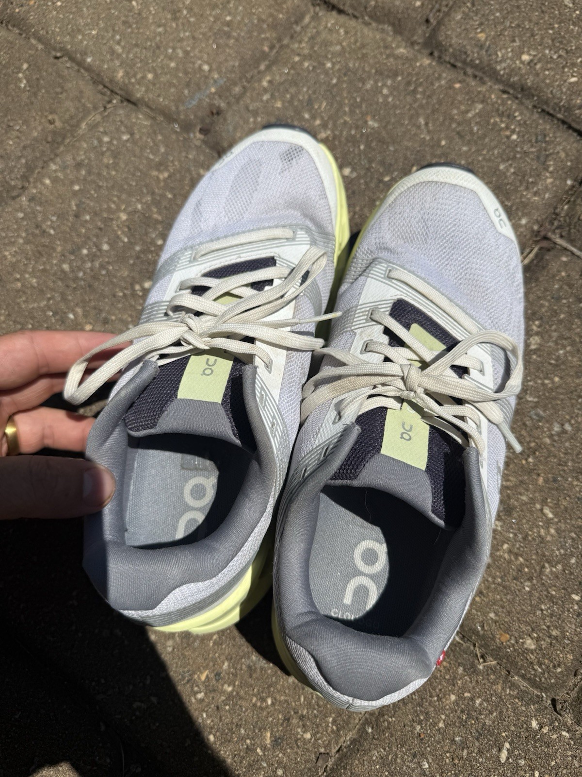 On Cloudgo Women’s Road Running Shoes Size 8.5 Frost Hay Gray/Green Lace Up