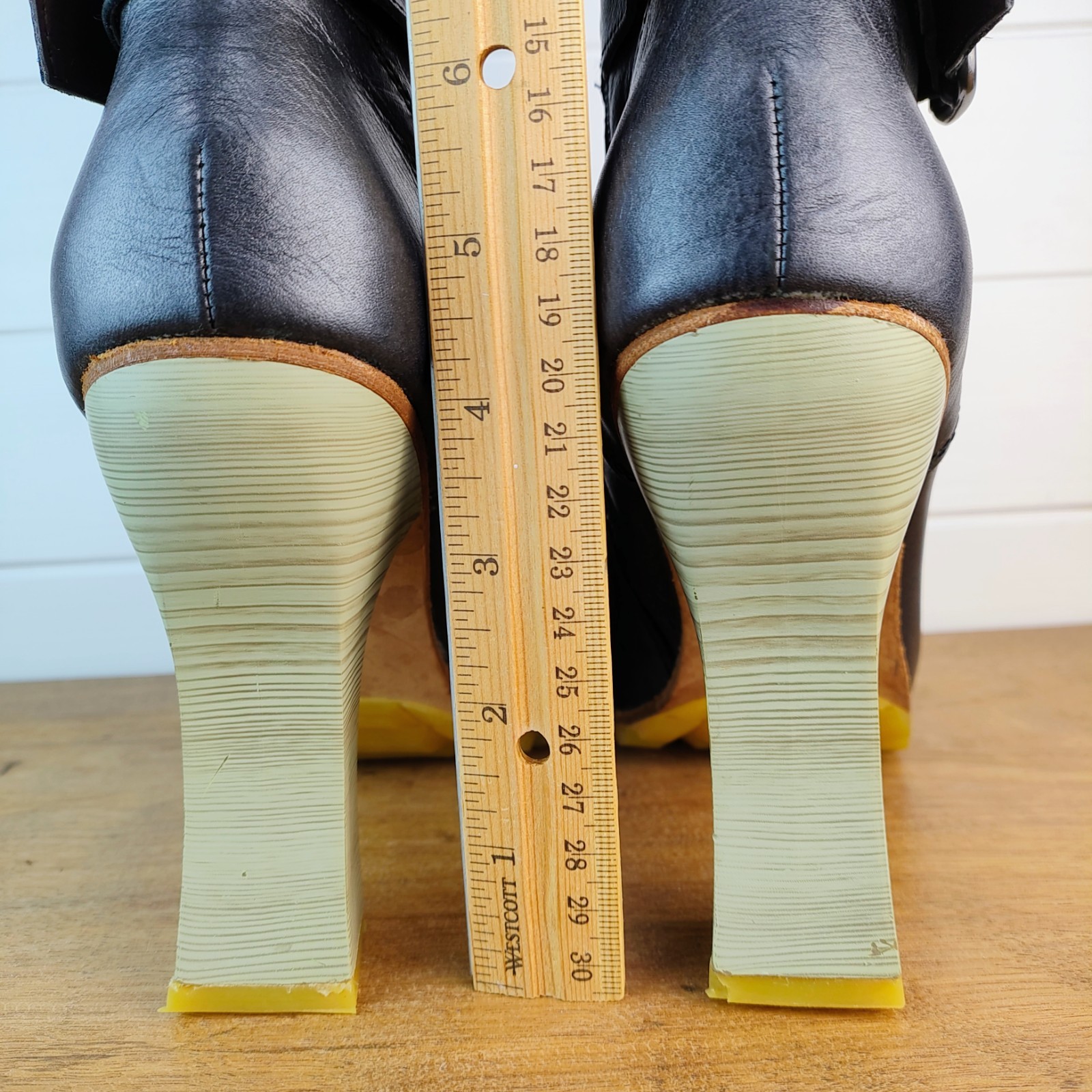 CAT Caterpillar X Shontelle Collab US 9 M Boots 4″ Sculpted High Heel Black -ish