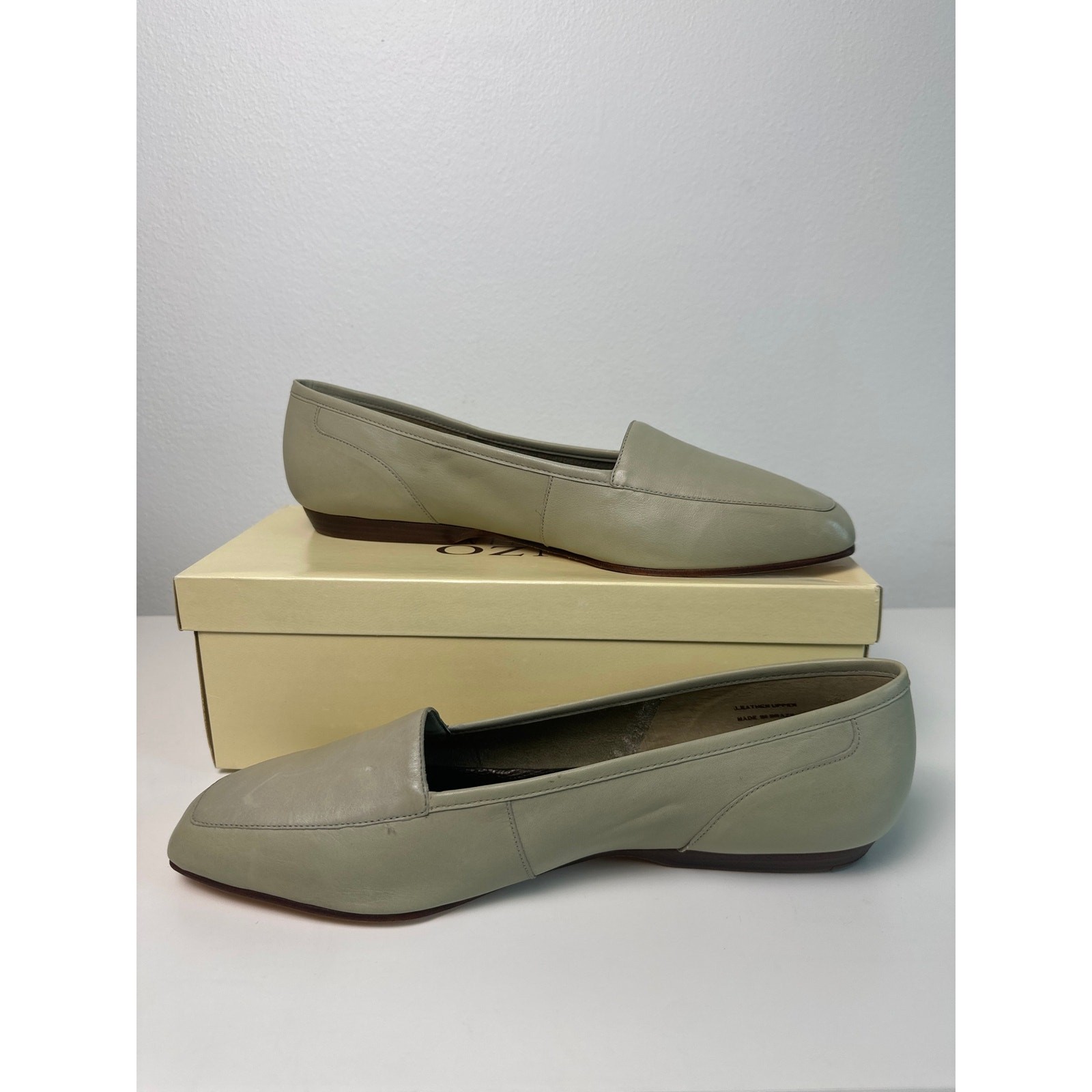 NIB Vtg Enzo Angiolini Liberty Green/Gray Leather Loafers Made in Brazil | 11 M