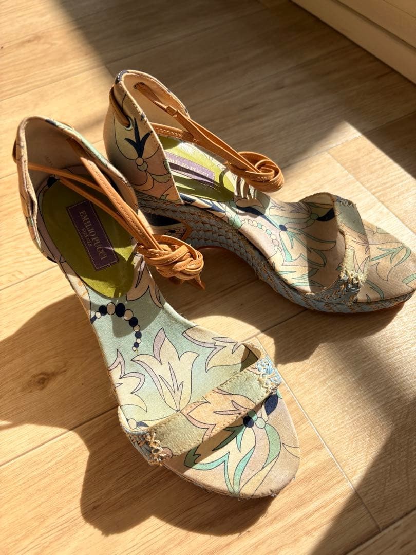 EMILIO PUCCI sandals blue heel lace-up wedge sole Summer resort-inspired fashion
