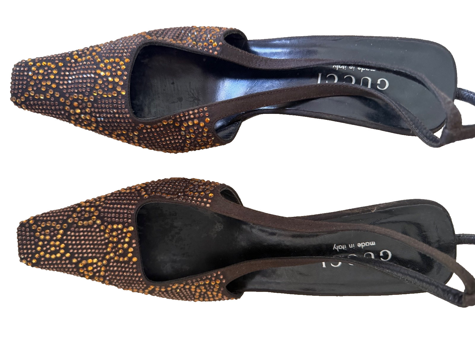 Rare 1998 Vintage Runway Gucci Tom Ford Swarovski Slings Crystal Shoes 39 US 9