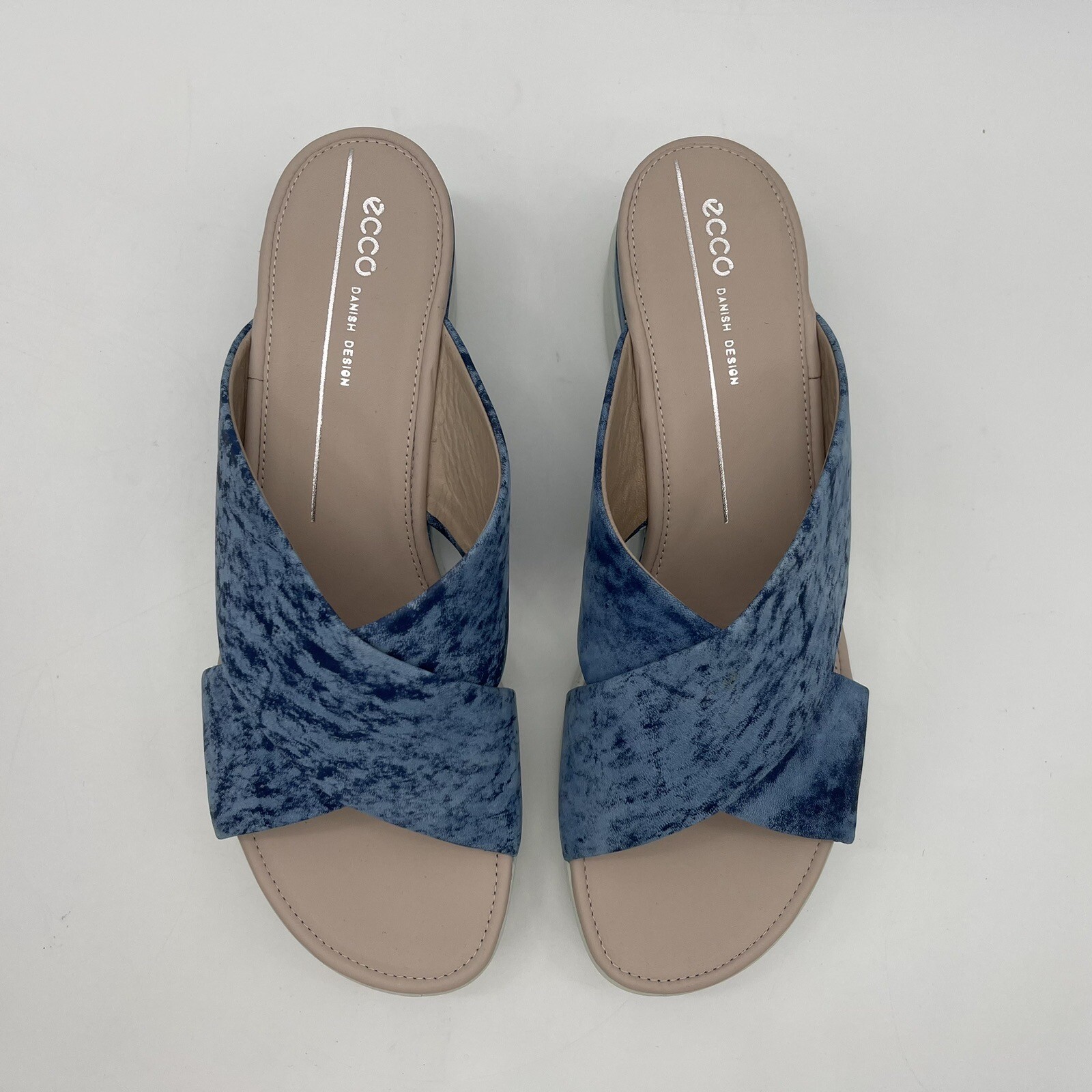 ECCO Sandal Women US 10 10.5 EU 41 Blue Slip On Flip Flop Tie Dye Platform