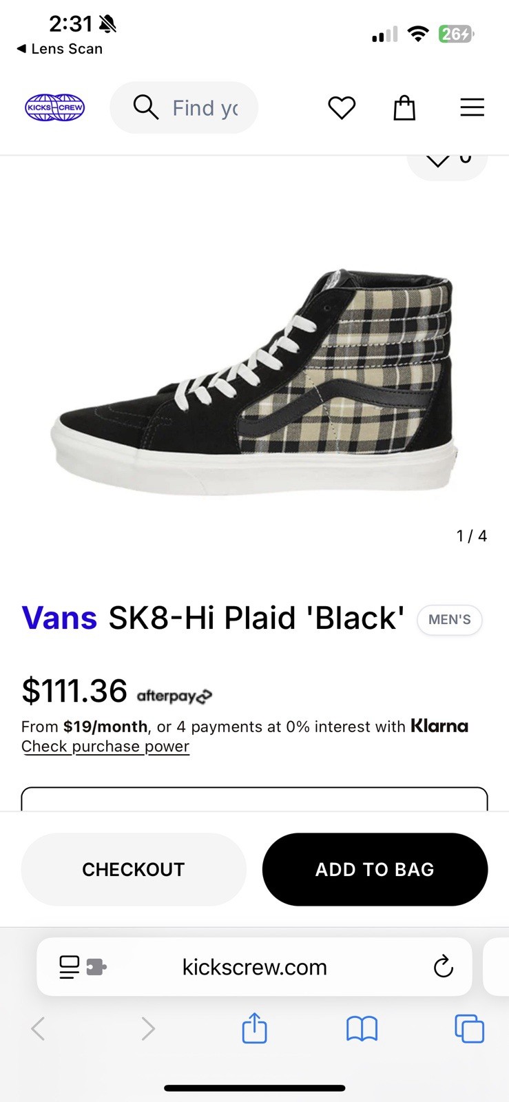 VANS Corrie Hi Women’s Black White Beige Plaid Canvas Lace Up High Top Sneakers