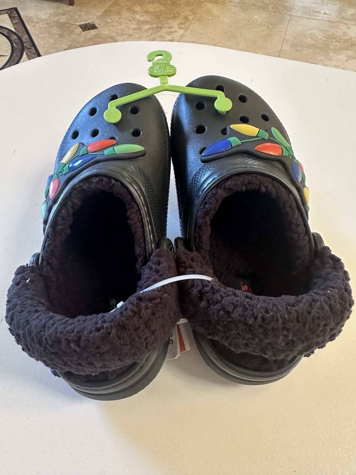 Black Crocs «Classic Holiday» Lined Clogs ft. Festive Christmas Light Graphics