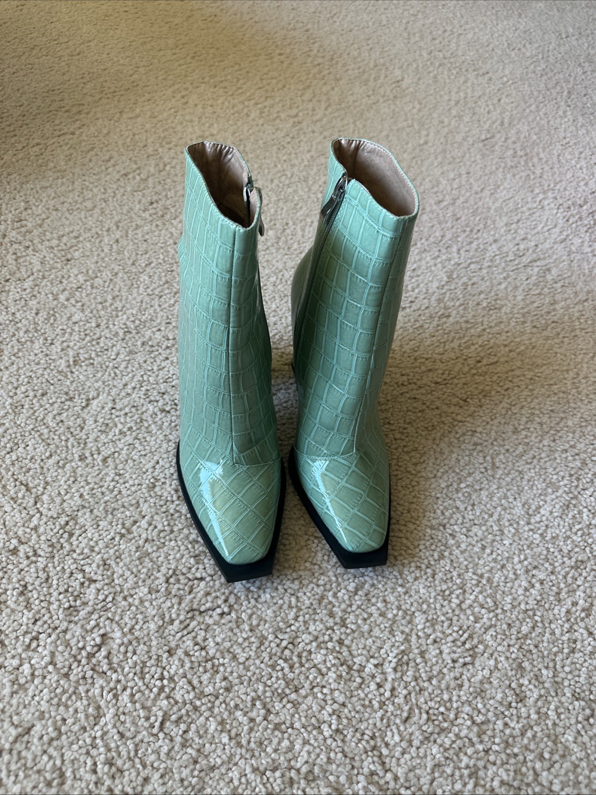 Viviany Mint Faux Crocodile Boots Ladies Size 8