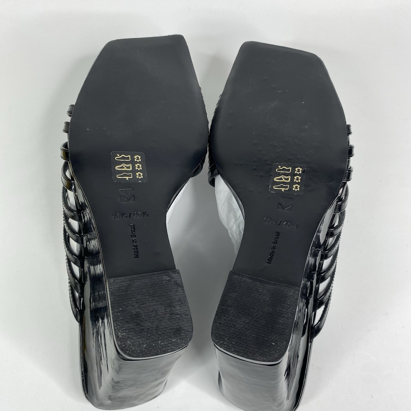 Mercedes Castillo Cecilia Wedge Sandal Glossy Black Patent Women’s US 10.5