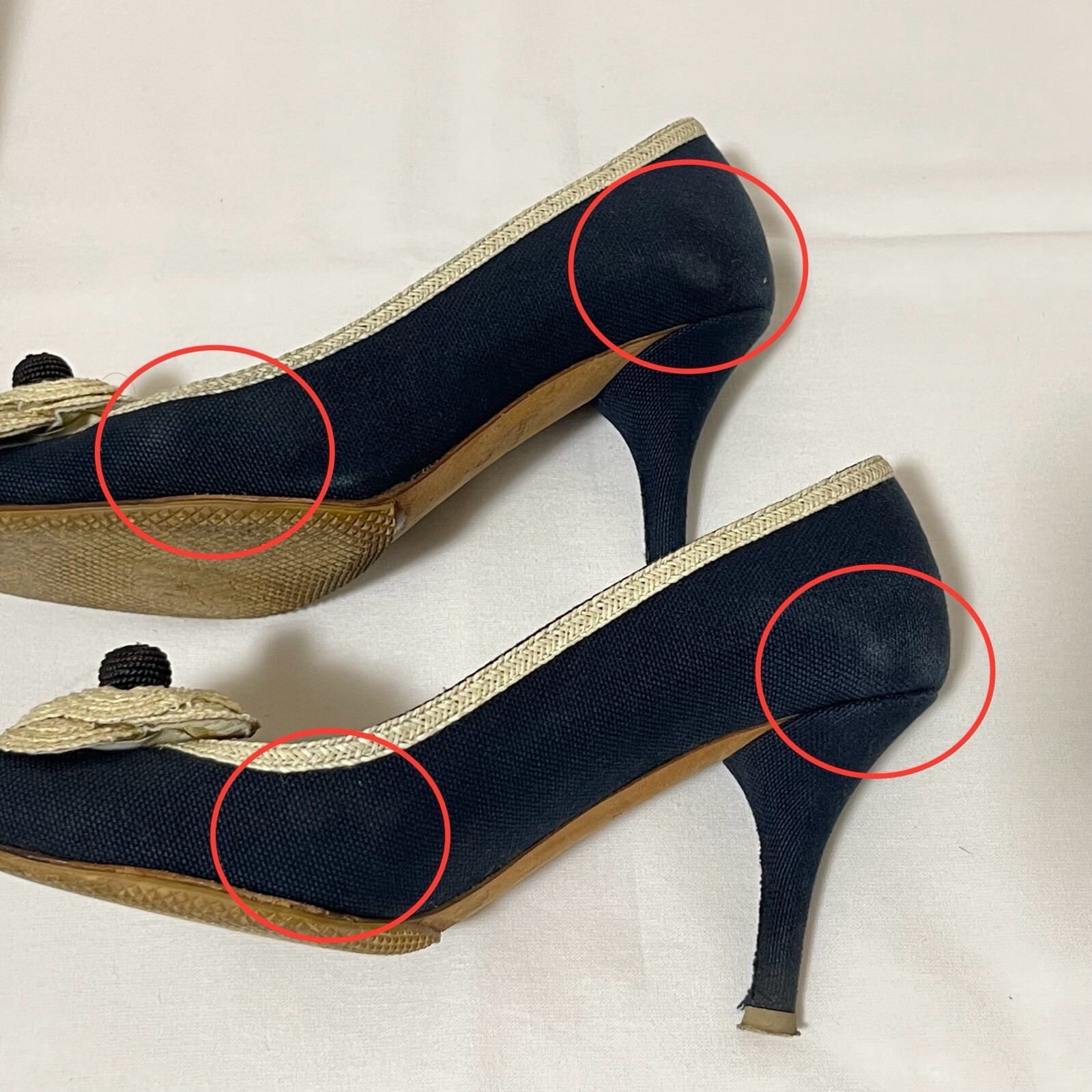 Chanel Camellia Heel Sandals Shoes Size 35 Navy Coco mark Pumps Auth Elegant CC