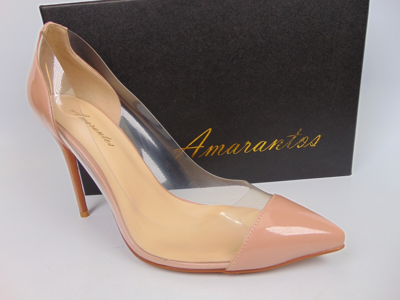 Amarantos Clear Stiletto Heels, Women’s Pumps Shoes Size 9.0 M, Nude/Clear, NEW