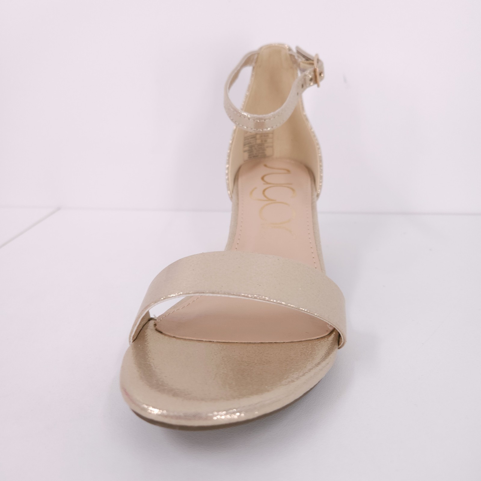 Sugar Noelle Champ Glimmer Fab Block Ankle Strap Sandals Womens Size 6 M