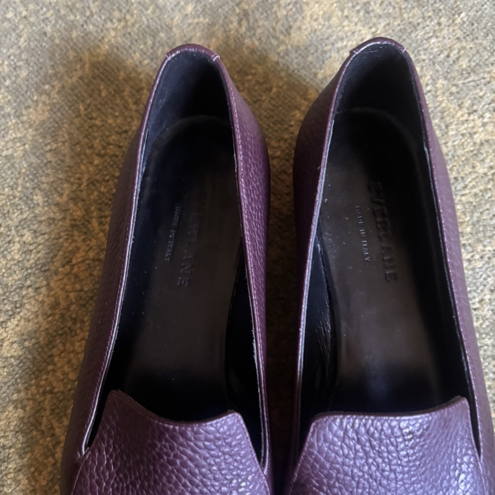 Everlane The Boss Womens Purple Pebbled Leather Simple Pointed Toe Flats 8.5