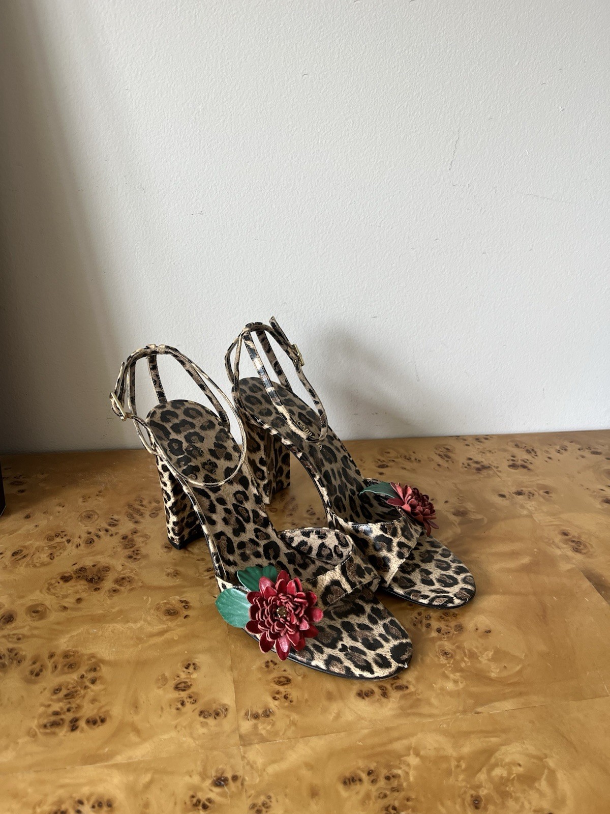 Dolce&Gabbana Leopard Animal Print Strappy Ankle Strap Open Toe Sandals EU 38