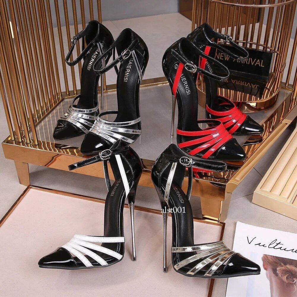 Women High Heels 16cm Ankle Strap Shoes Party Sandals Stiletto Heel Shoes Pumps