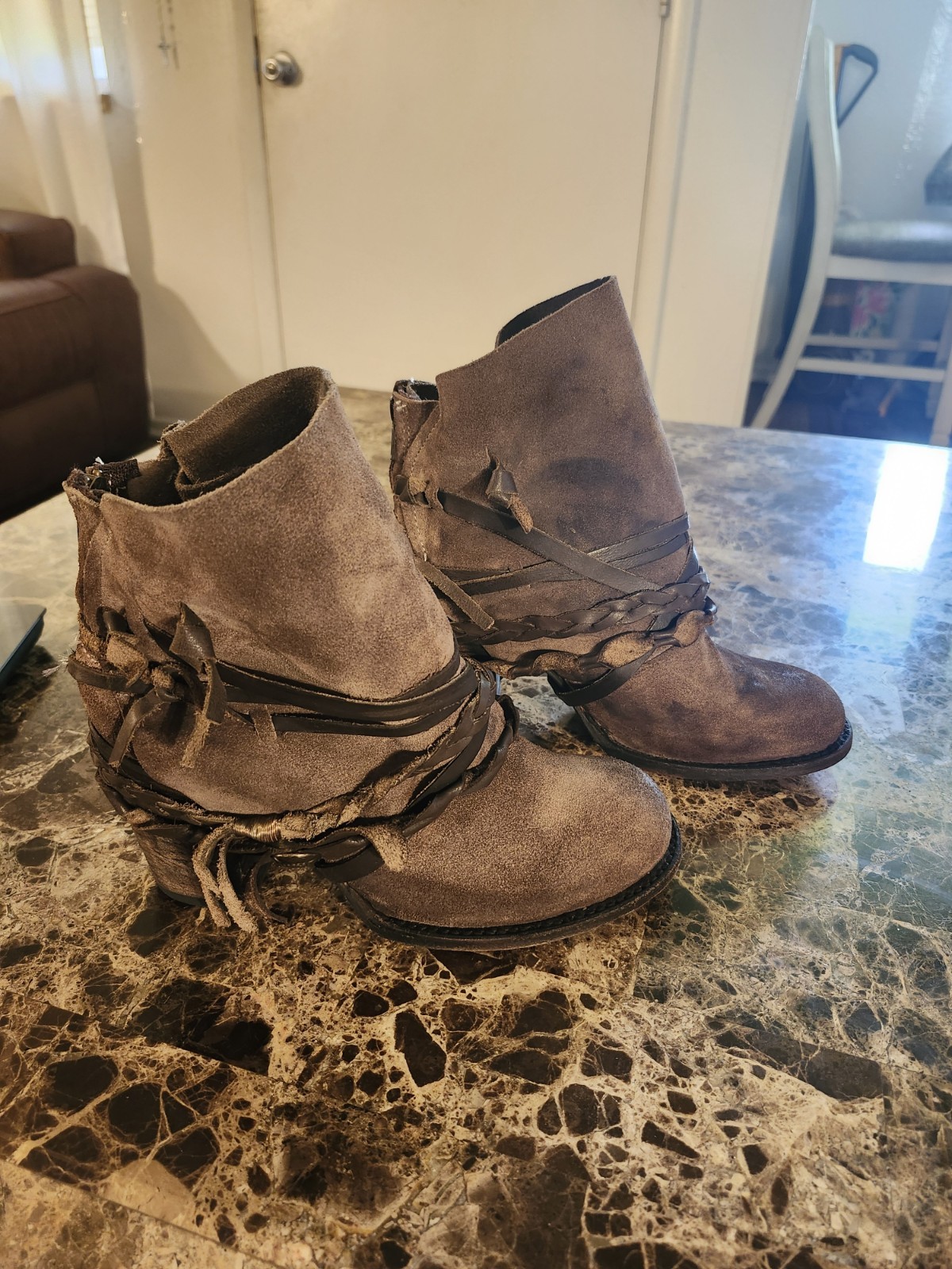 Freebird by Steven Cairo Boots Womens 9 Brownish Gray Suede Leather Boho Western