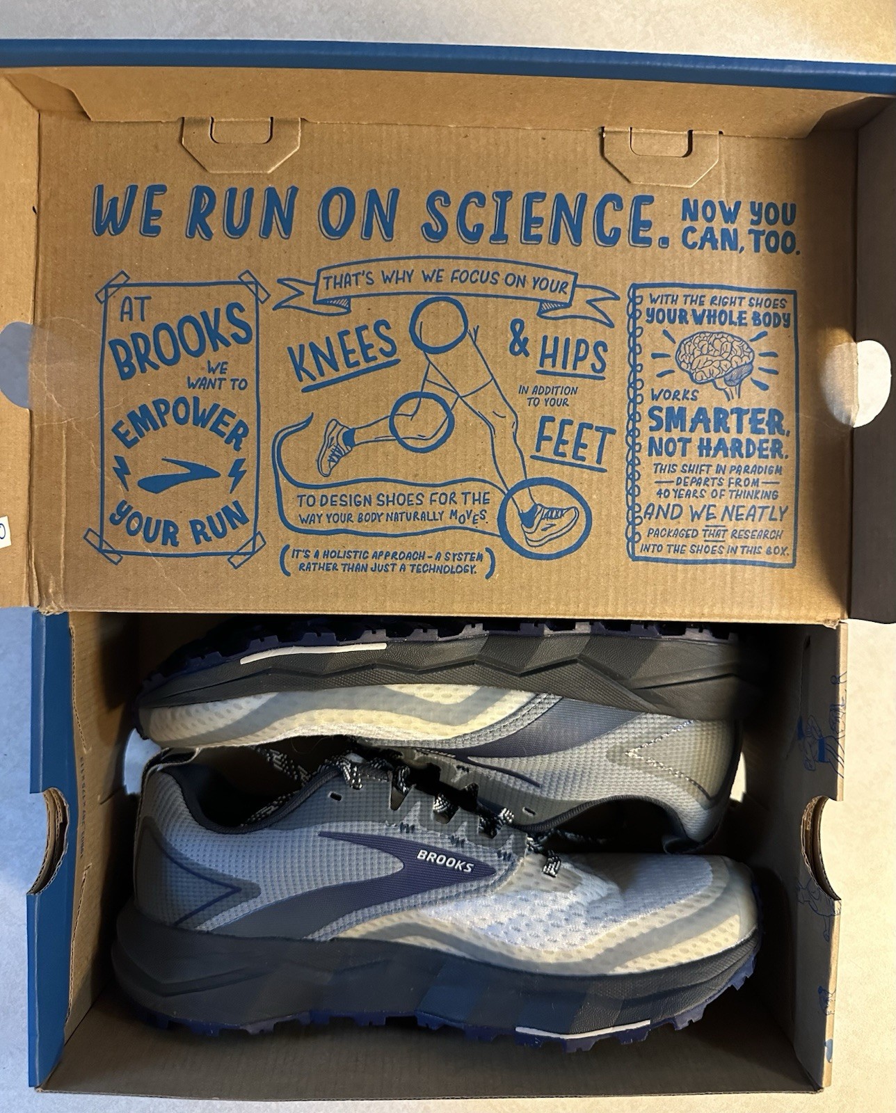 Brooks Divide 2 Women’s Trail Running Sneakers Gray White Black Blue Mesh