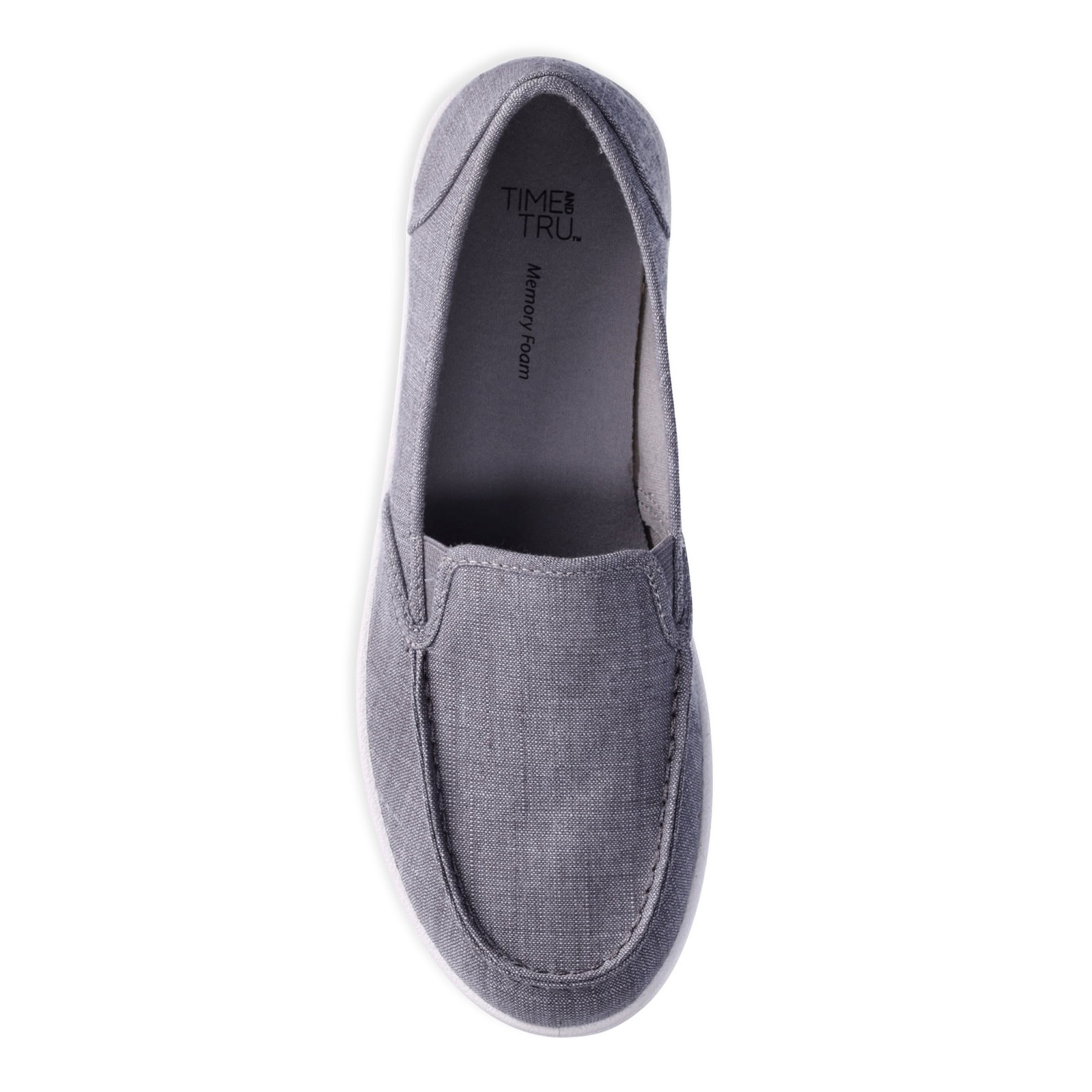 Time and Tru Women’s Gray Slip-On Moc Toe Canvas Surf Sneakers Shoes: 6-11