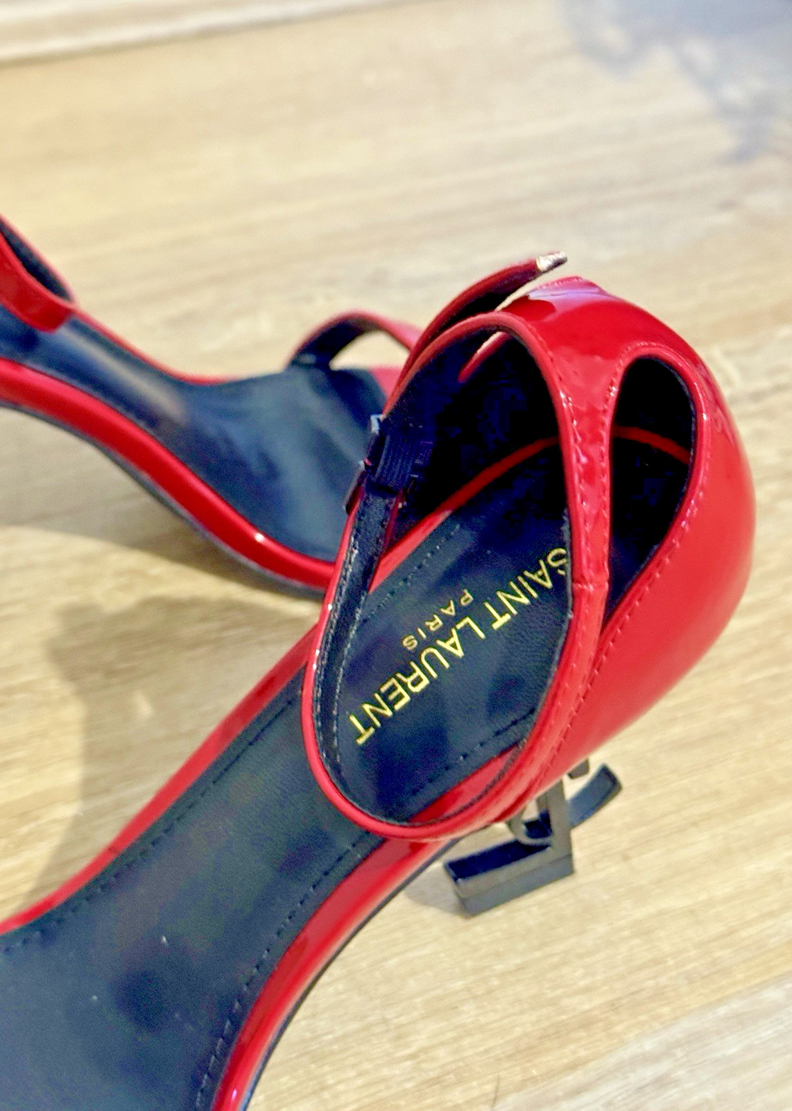 Red Stiletto Sandal Heels Ankle Strap Faux Leather EU 37 / US 7 / UK 4