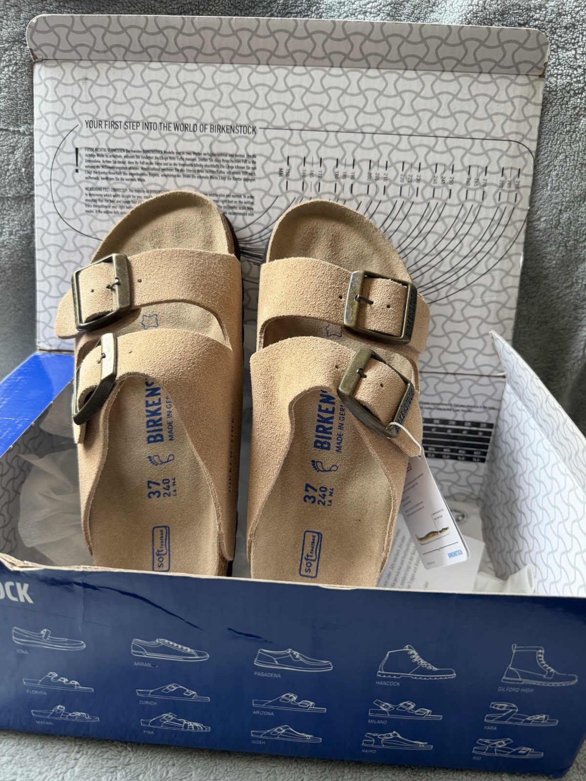 Birkenstock Arizona BS Taupe Soft Footbed Narrow EU37 US6 Sandals