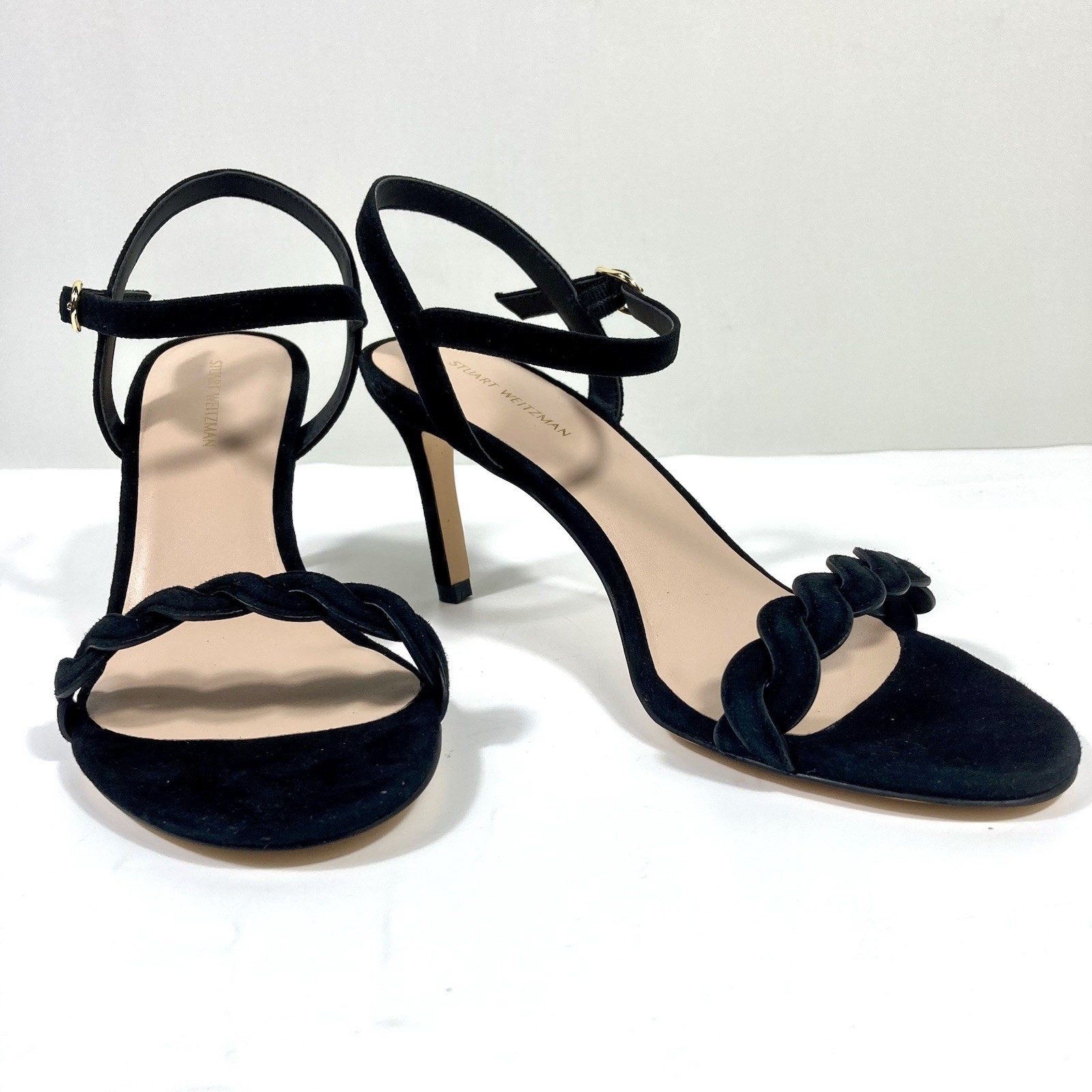 Stuart Weitzman Twistie Stiletto 75 Heels Sandals Suede Black 6 9 B NEW