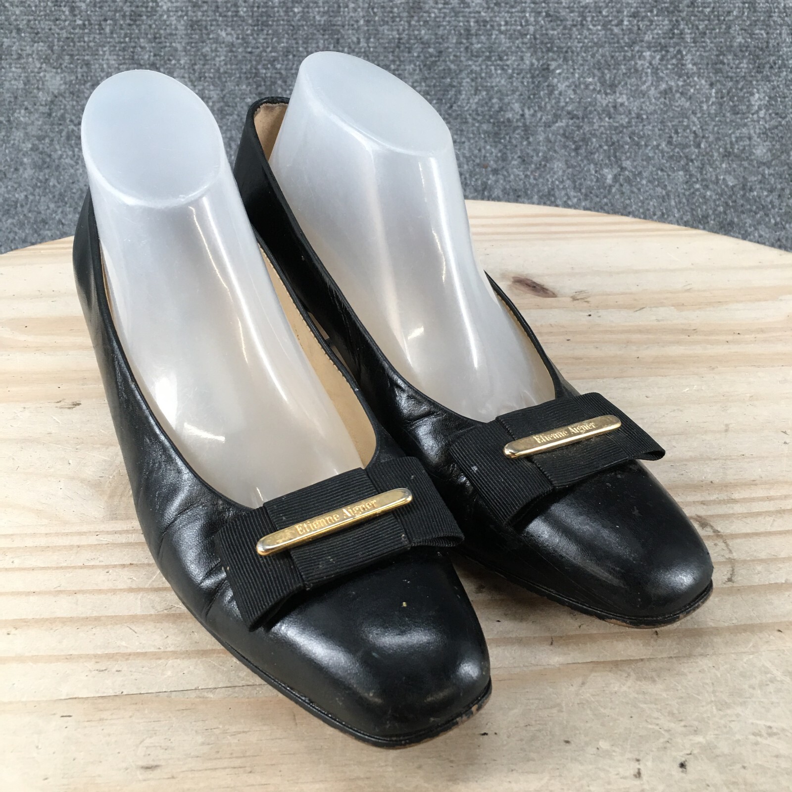 Etienne Aigner Pumps Womens 6.5N Black Savannah Slip On Casual Comfort Leather