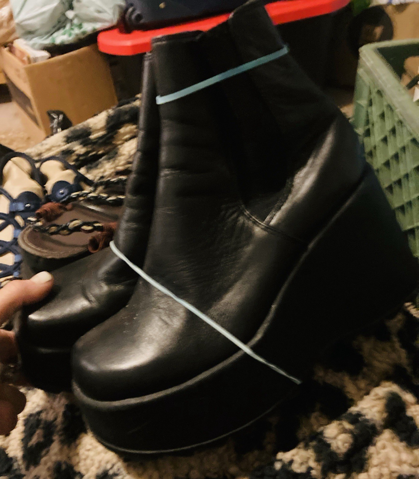 Steve Madden Platform Leather Boots Black Grunge Bratz Sz 5.5 – Dinomite