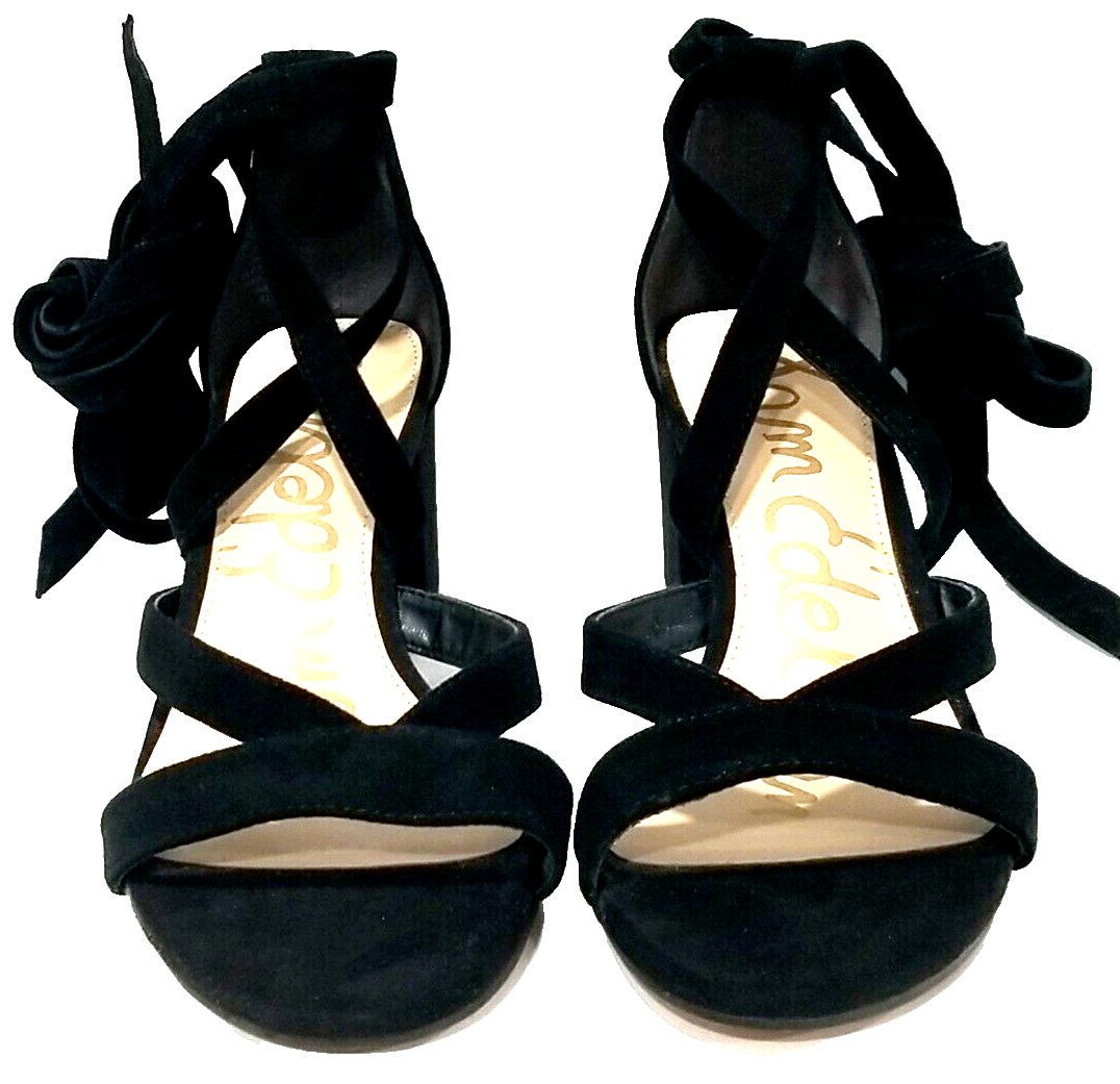 Sam Edelman Sheri Sandals Womens 7½ M Black Suede Leather Strappy Block Heel