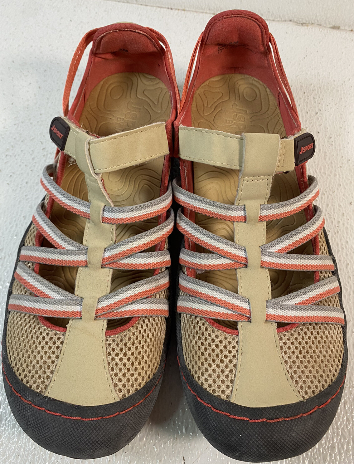 JSPORT by JAMBU Tan & Pink Closed Toe Sport Sandal Women’s size 7.5 Gently Used