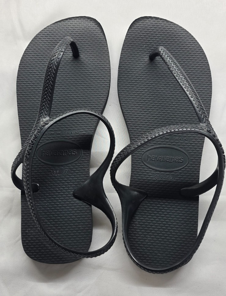Havaianas Black Strappy Rubber Sandals Slip on 9/10Women 8Men