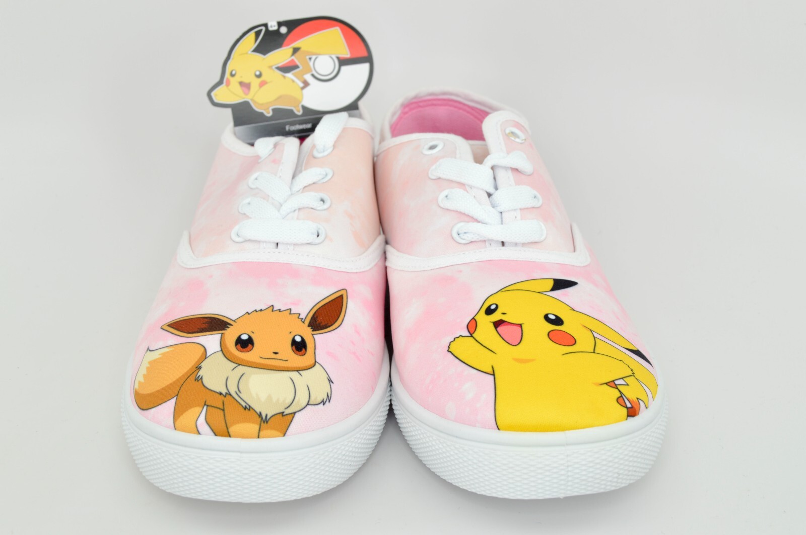 Rare New Pokemon Pikachu Eevee Bestie Low Rise Sneakers Pink White Size 8