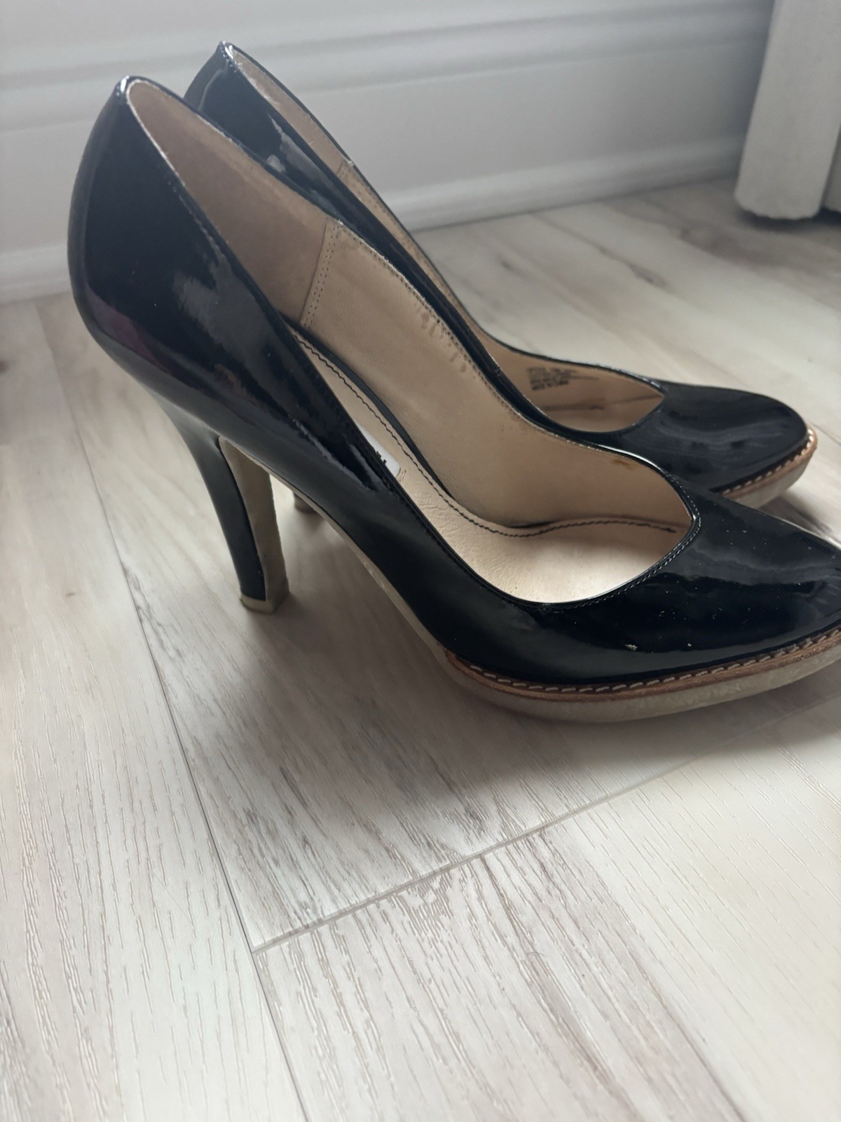 Chinese Laundry Hipster Black Patent Leather Platform 4″ Heel Pumps 10M