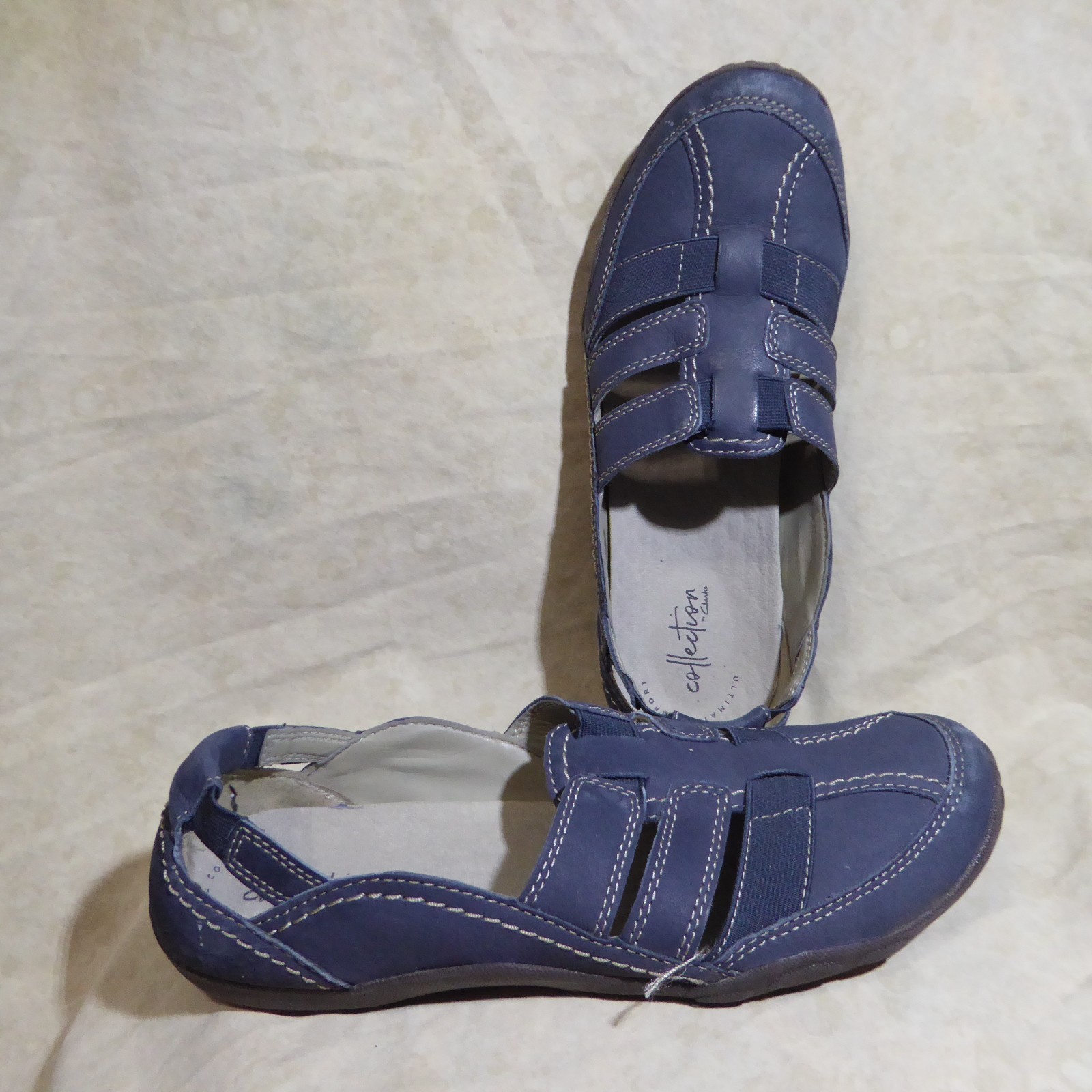 🥿 Clarks Strappy Mary Janes 9.5 M Sky Blue Leather; Stitched Details