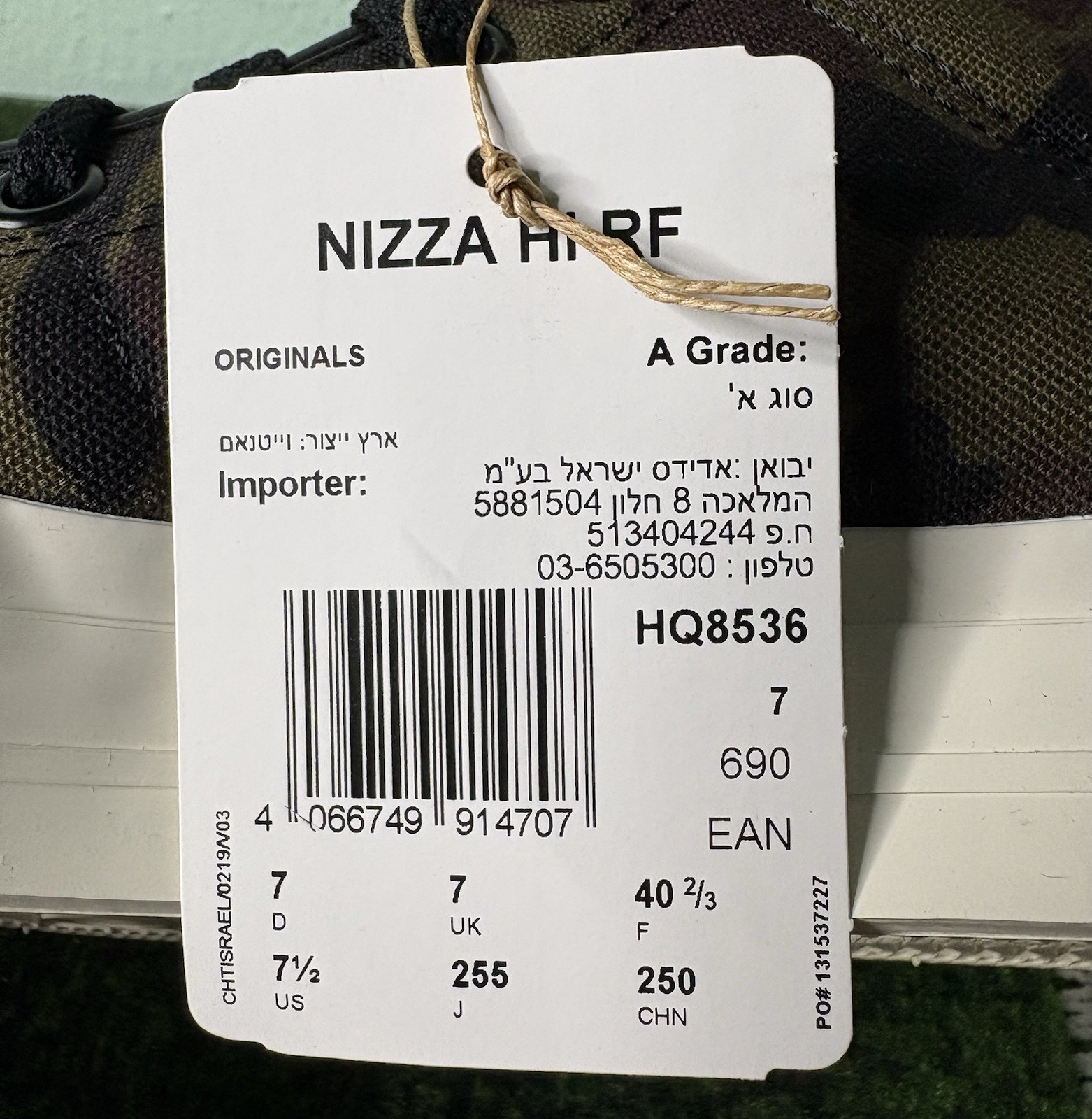 US Men’s 7.5/Women’s 8.5 – Adidas Nizza High RF “Camo” HQ8536