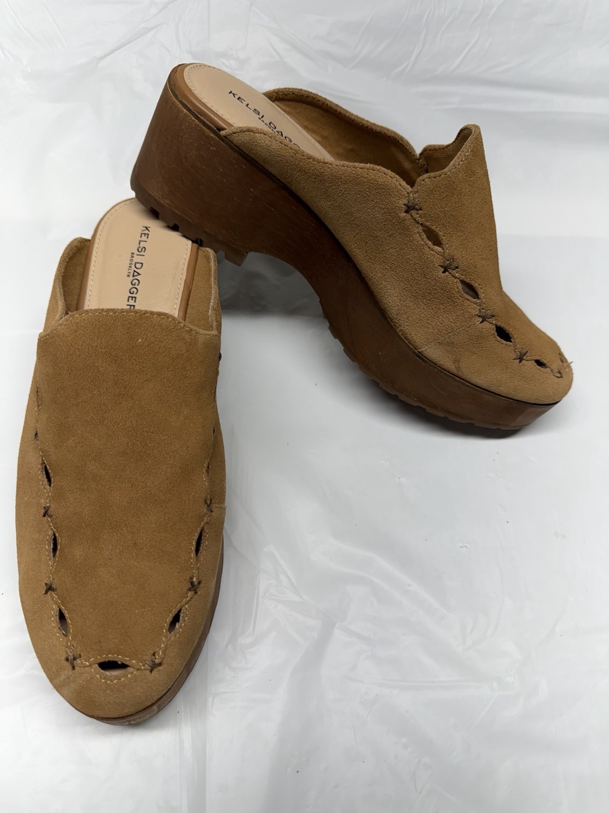 Kelsi Dagger Brooklyn Wells Mules Brown Leather Slip On Shoes Size 9.5