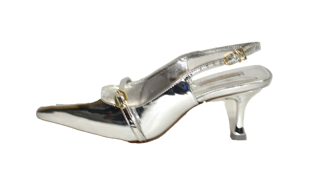 New! Larroude Ines Pump In Silver Specchio Size 7.5 DD180A