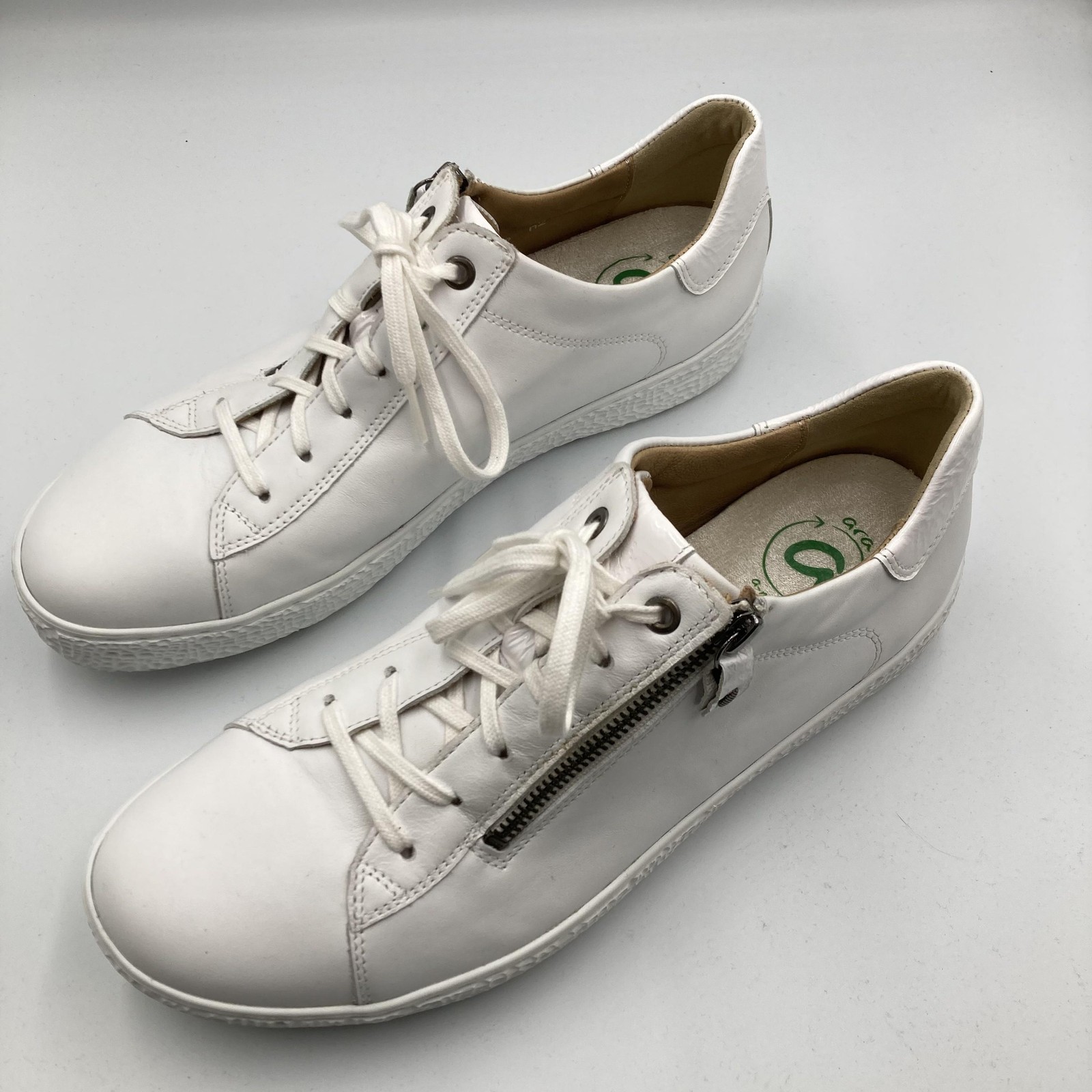 Hartjes Shoes Womens AU 9 EU 40 White Leather Zip Lace Casual Sneaker EXTRALIGHT