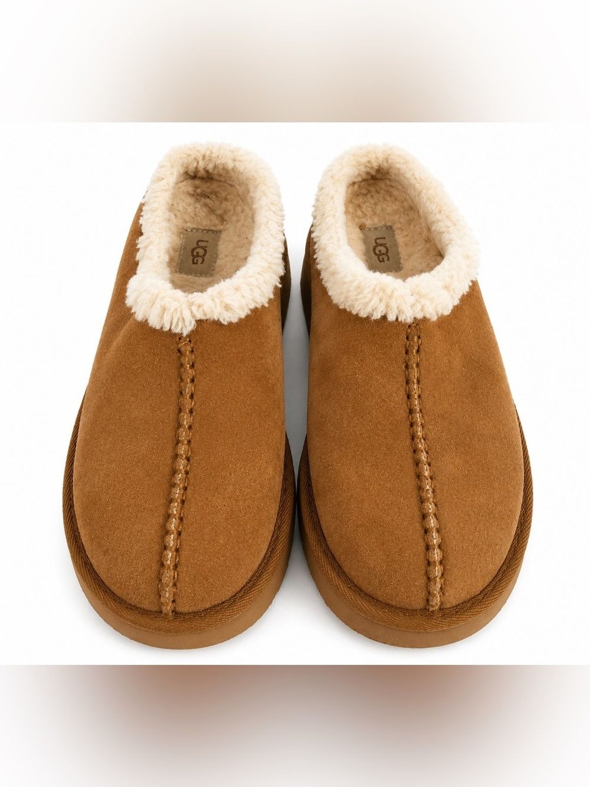 UGG Women’s Platform Suede Slip-On Slippers Chestnut Size 8