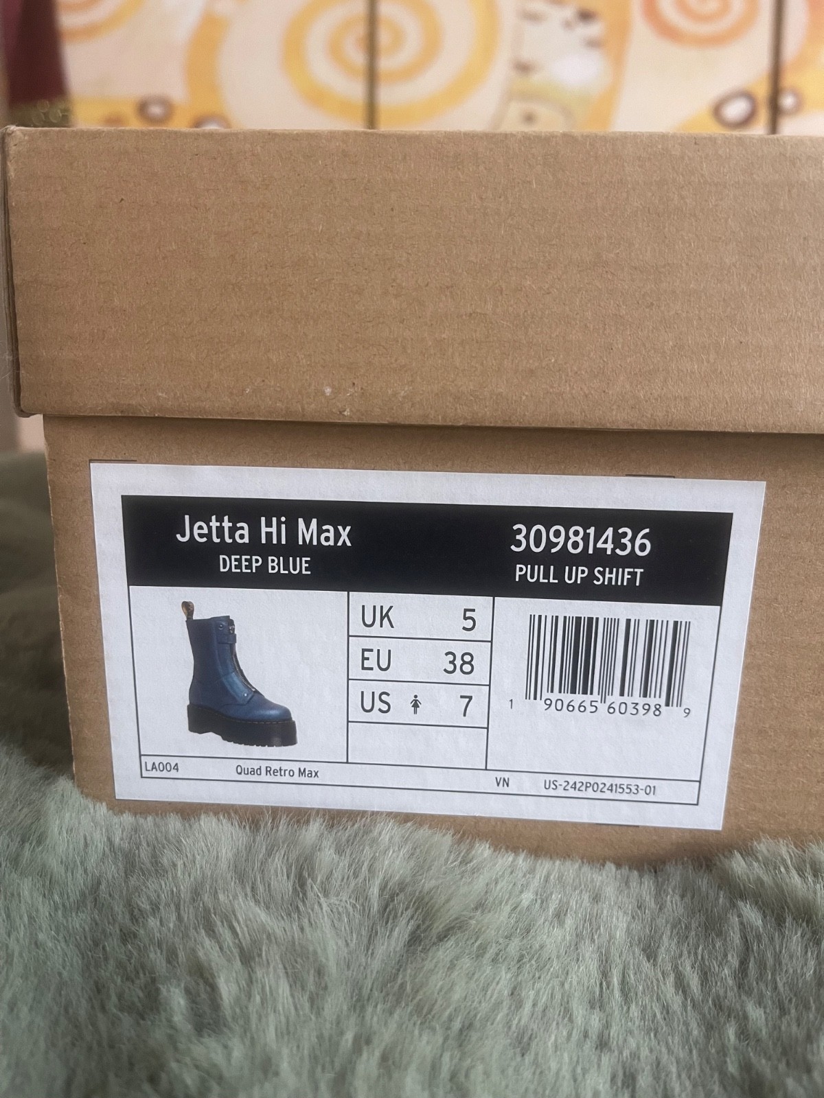Dr. Martens Jetta Hi Max Deep Blue Platform Boots Women’s 7 EU 38 Front Zip