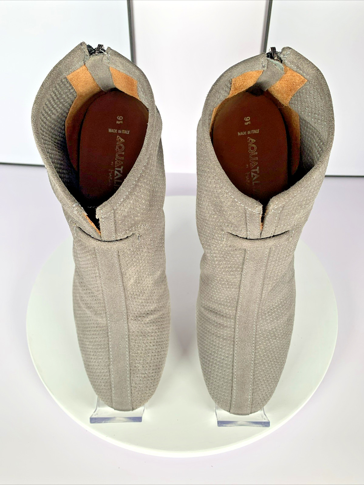 Russell Bromley Aquatalia Womens XCEL Ankle Booties Grey Perfed Suede Boots, 9.5
