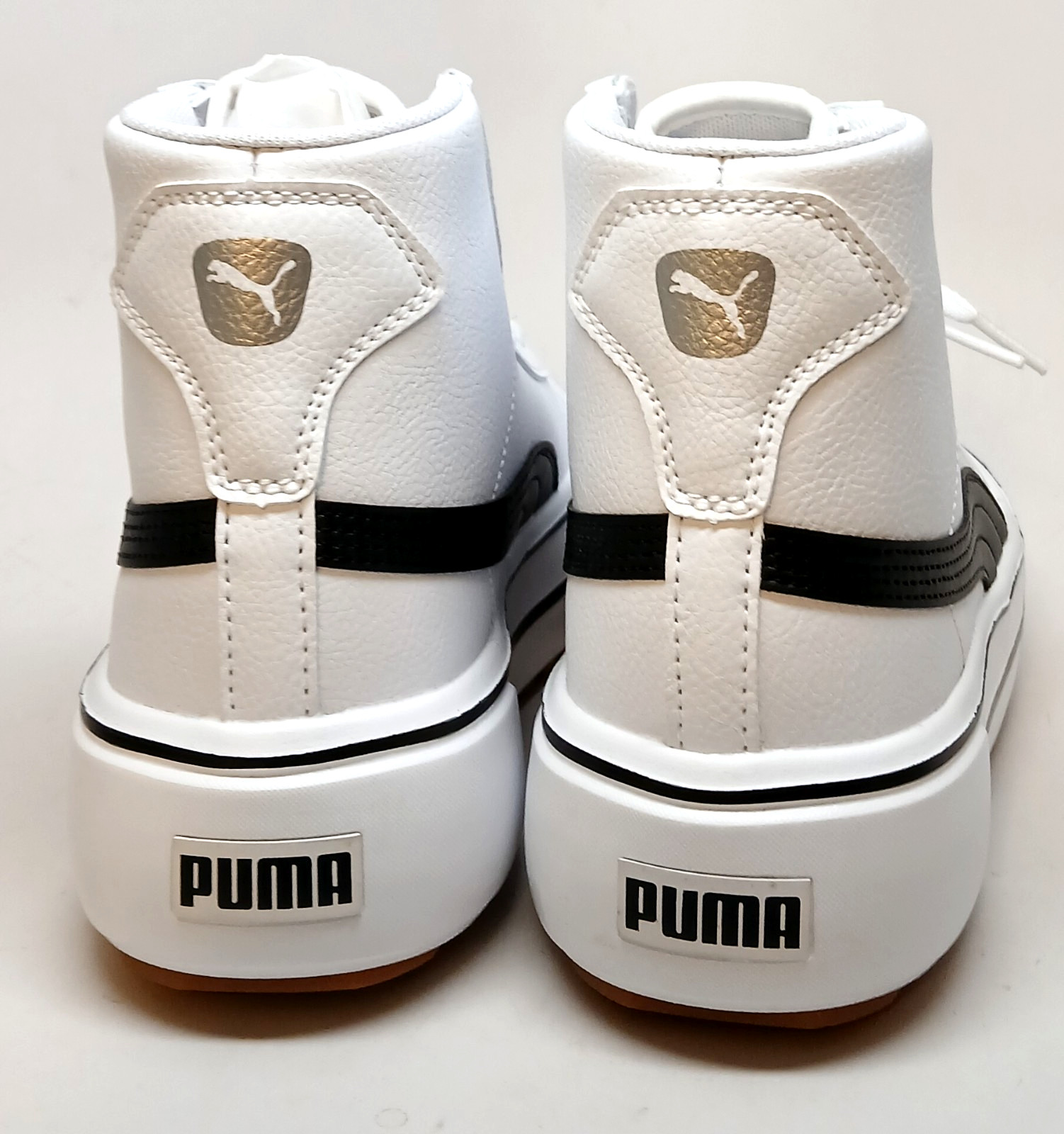 Puma Kaia Mid Leather Platform Sneakers Women Size 7M White / Black /Silver NEW