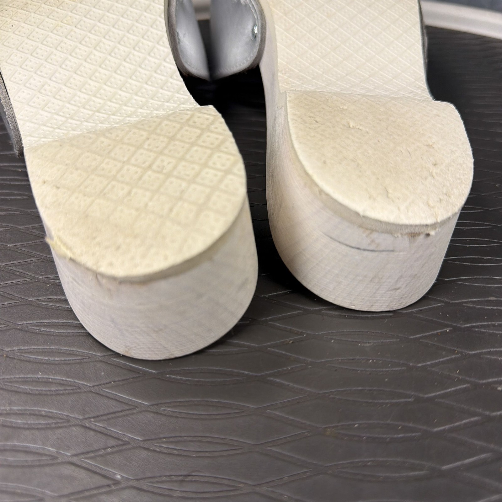 Dr Scholls Original Sandals Womens 6.5 Silver Platform Slides Buckle